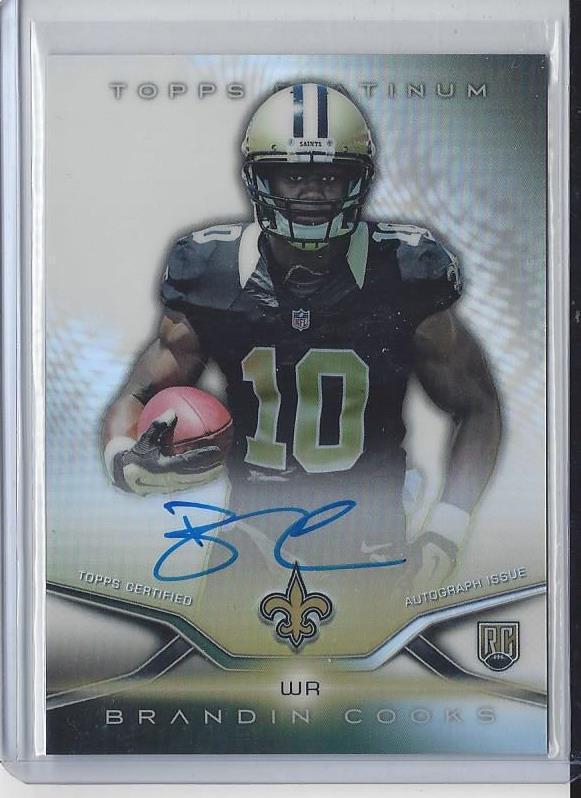 BRANDIN COOKS 2014 TOPPS PLATINUM REFRACTOR SAINTS ON CARD AUTO RC #36