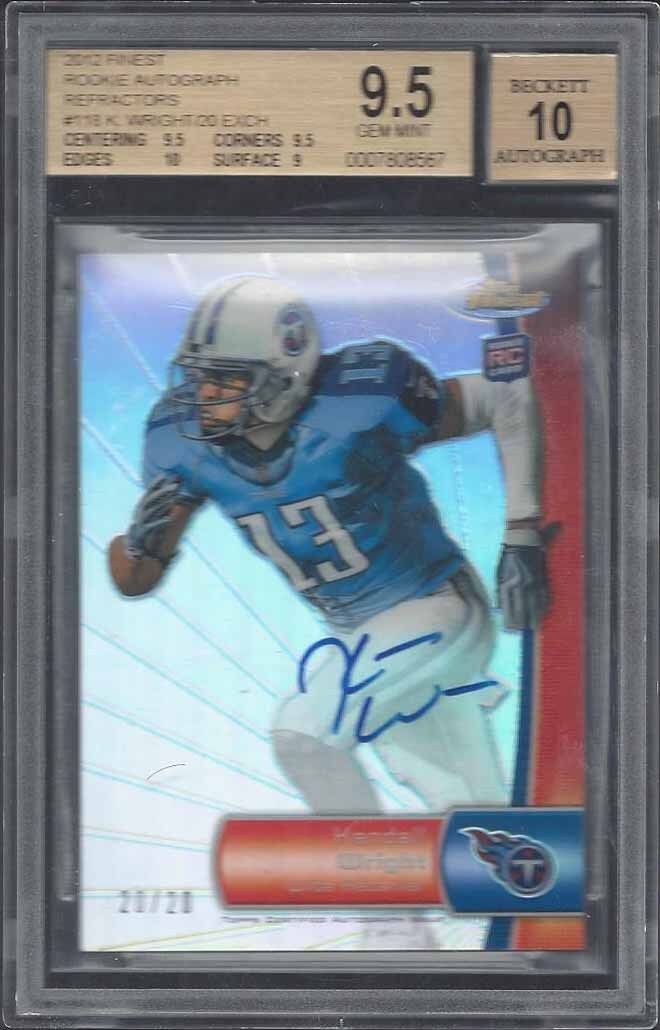 KENDALL WRIGHT 2012 TOPPS FINEST REFRACTOR ON CARD AUTO RC #D 20/20 BGS 9.5 10