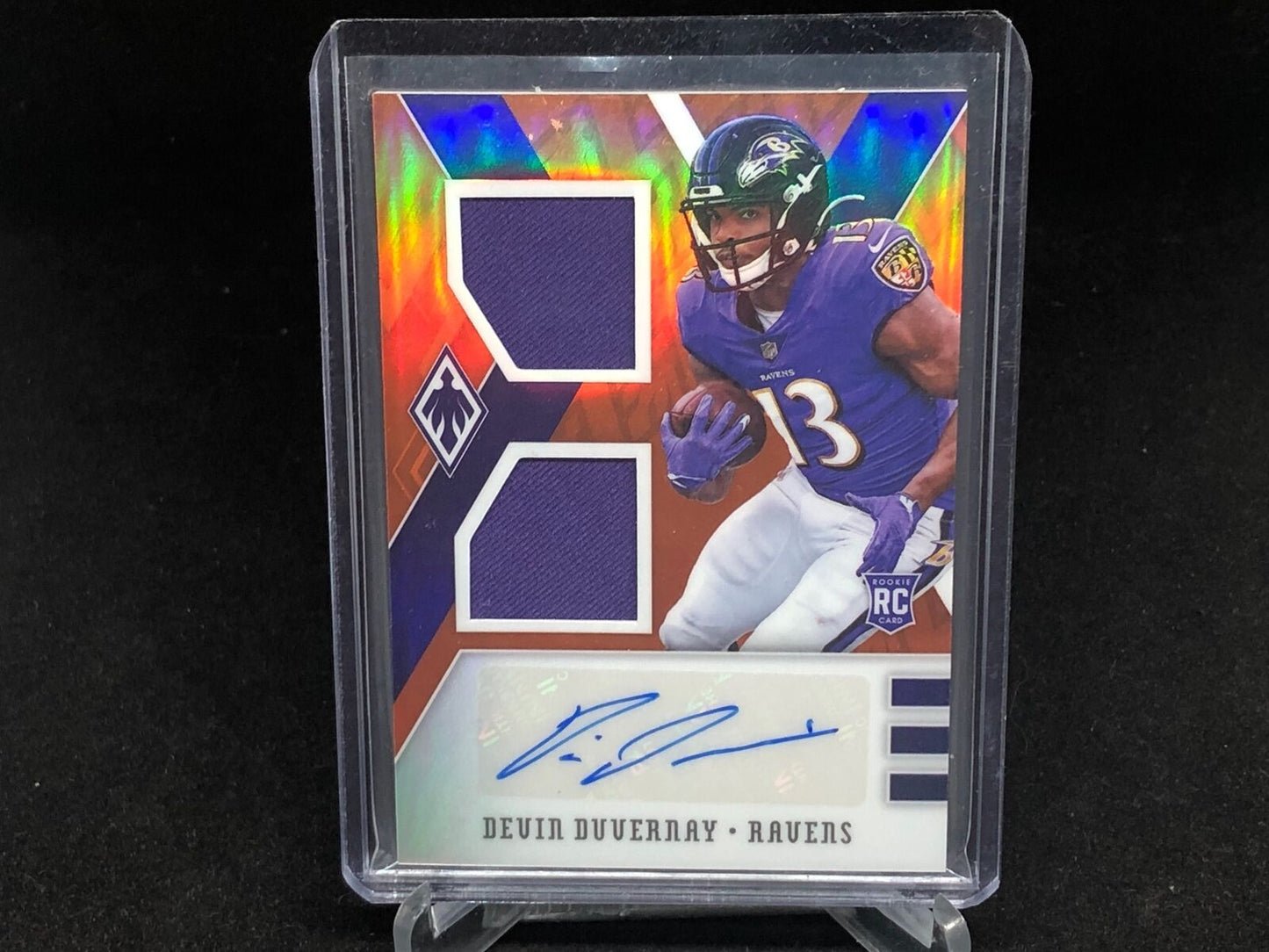 DEVIN DUVERNAY 2020 PANINI PHOENIX ORANGE DUAL JERSEY AUTO RC #D 88/125