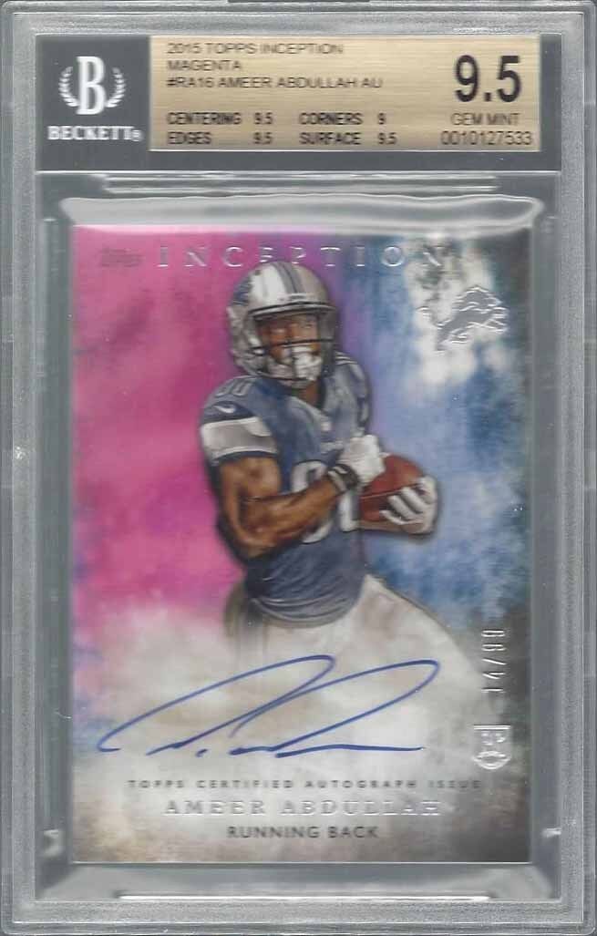 AMEER ABDULLAH 2015 TOPPS INCEPTION MAGENTA PINK AUTO RC /99 BGS 9.5 10 AU POP 2