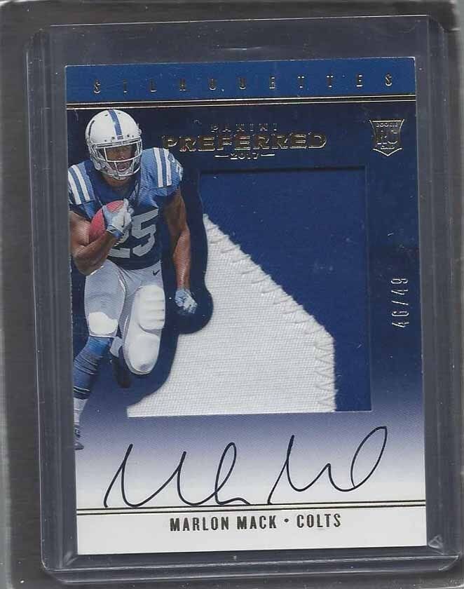 MARLON MACK 2017 PREFFERED SILHOUETTES GOLD ROOKIE PATCH ON CARD AUTO RC #D /49