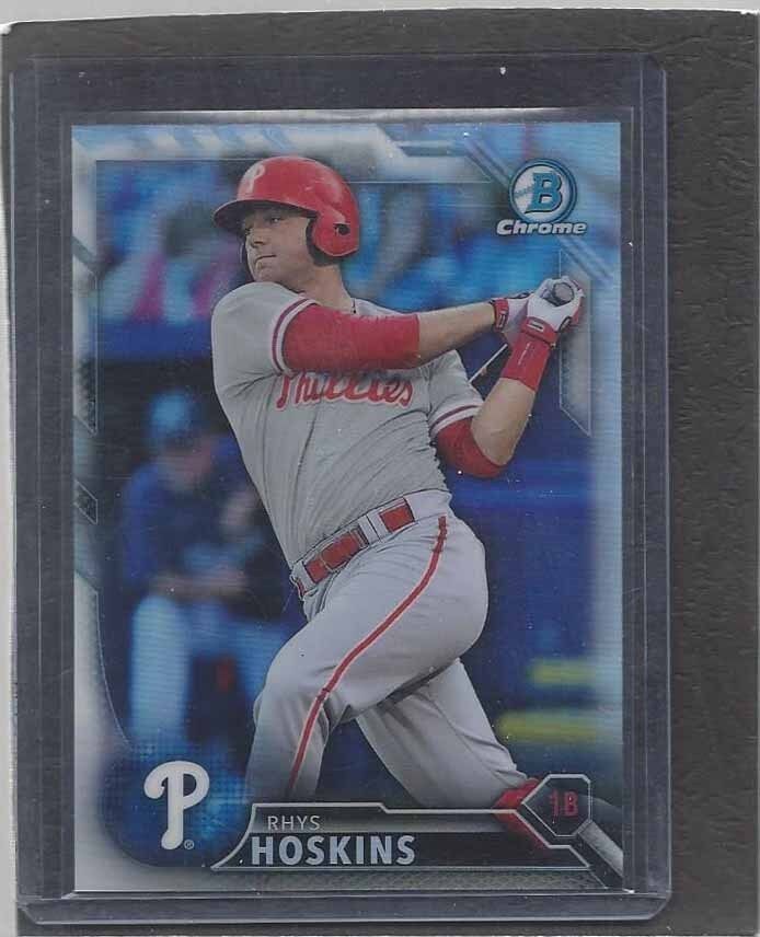RHYS HOSKINS 2016 BOWMAN DRAFT CHROME PHILLIES PROSPECT REFRACTOR #186