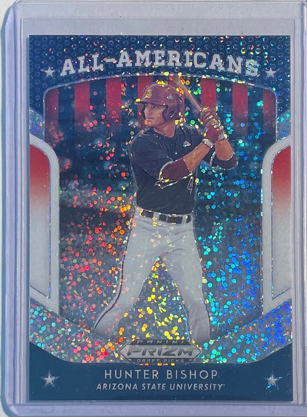 HUNTER BISHOP 2019 PRIZM DRAFT PICKS ALL-AMERICANS WHITE SPARKLE PRIZM #66