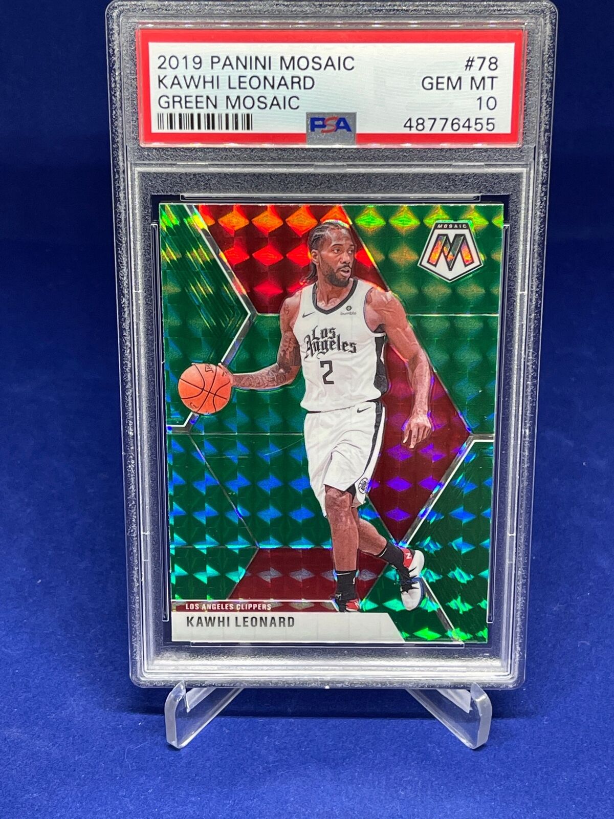 KAWHI LEONARD 2019-20 PANINI MOSAIC GREEN MOSAIC PRIZM #78 PSA 10 GEM MINT