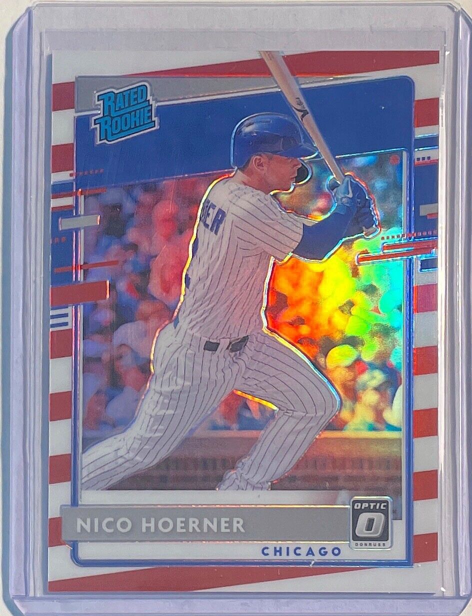 NICO HOERNER 2020 DONRUSS OPTIC RATED ROOKIE INDEPENDENCE DAY PRIZM RC #D 24/45