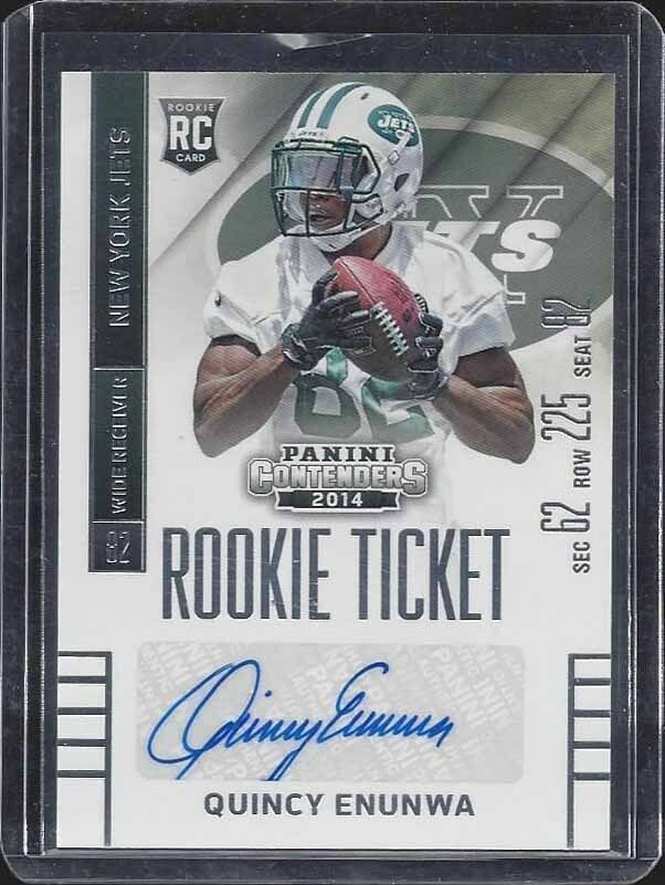QUINCY ENUNWA 2014 PANINI CONTENDERS JETS ROOKIE TICKET TRUE RC AUTO #166