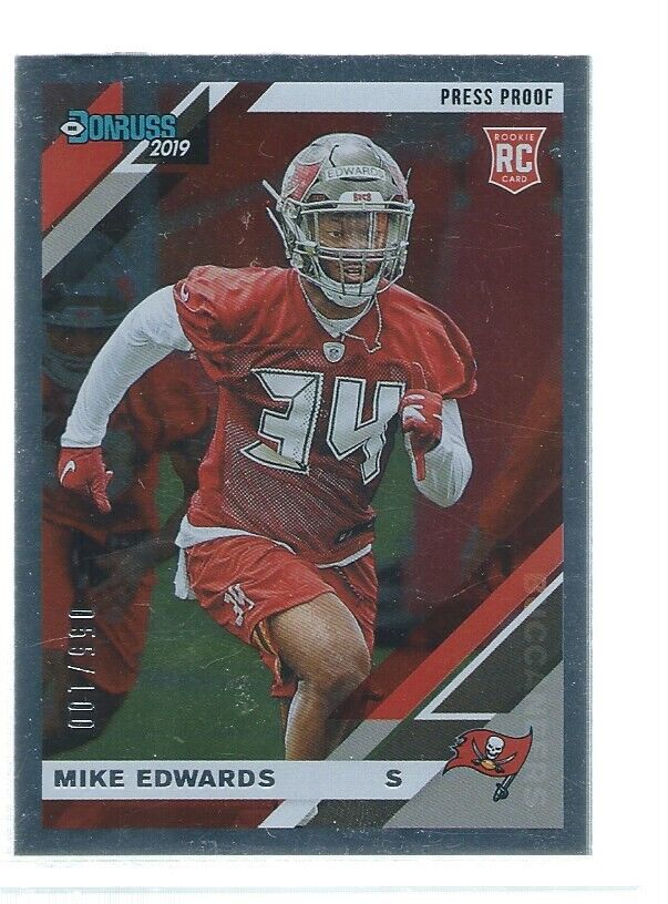 MIKE EDWARDS 2019 DONRUSS PRESS PROOF SILVER ROOKIE RC #D 55/100