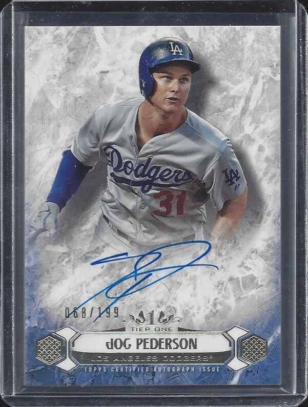 JOC PEDERSON 2016 TOPPS TIER ONE DODGERS ON CARD AUTO #D 68/199