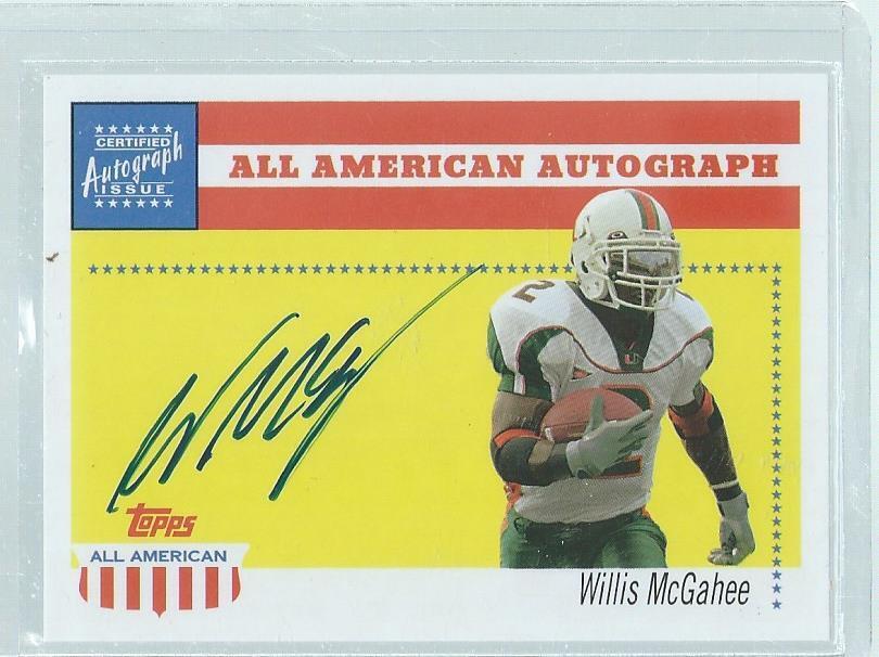 WILLIS MCGAHEE 2003 TOPPS ALL AMERICAN AUTOGRAPH ON CARD AUTO RC