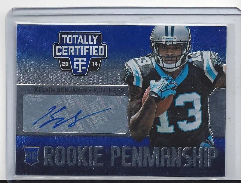 KELVIN BENJAMIN 2014 TOTALLY CERTIFIED ROOKIE PENMANSHIP BLUE AUTO RC #D 23/25