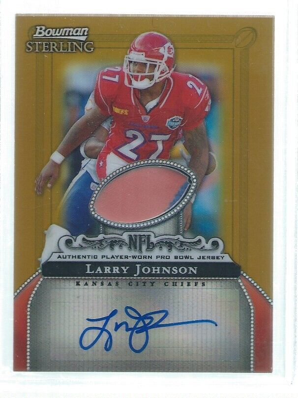 LARRY JOHNSON 2006 BOWMAN STERLING GOLD REFRACTOR 2 COLOR PATCH AUTO #D 203/250