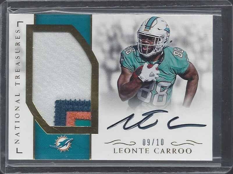 LEONTE CARROO 2016 NATIONAL TREASURES GOLD RPA 4 COLOR PATCH AUTO RC #D 9/10