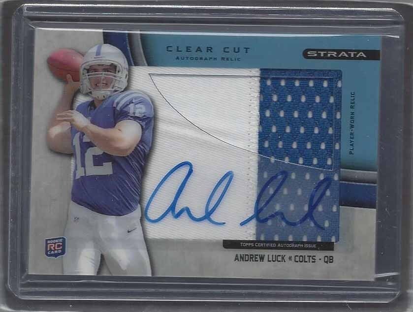 ANDREW LUCK 2012 TOPPS STRATA CLEAR CUT BLUE PATCH ON CARD AUTO RC #D 54/75