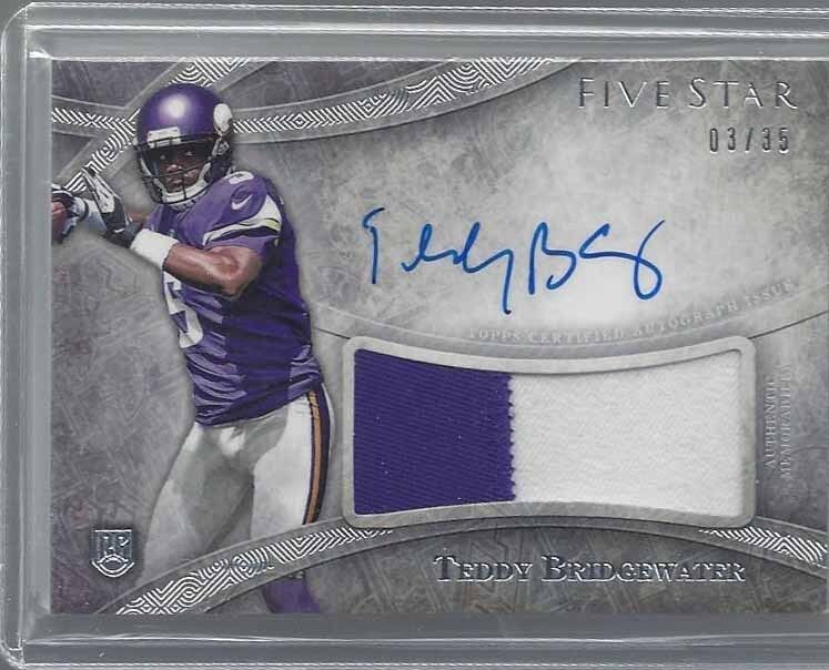 TEDDY BRIDGEWATER 2014 TOPPS 5 FIVE STAR RPA JUMBO ROOKIE PATCH AUTO RC #D 3/35