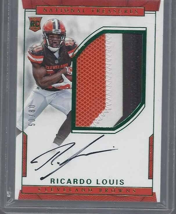 RICARDO LOUIS 2016 NATIONAL TREASURES GREEN JERSEY NUMBER RPA PATCH AUTO RC /80