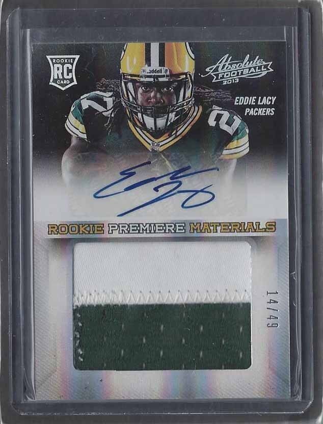 EDDIE LACY 2013 PANINI ABSOLUTE RPM 2 COLOR JUMBO PATCH AUTO RC #D 14/49