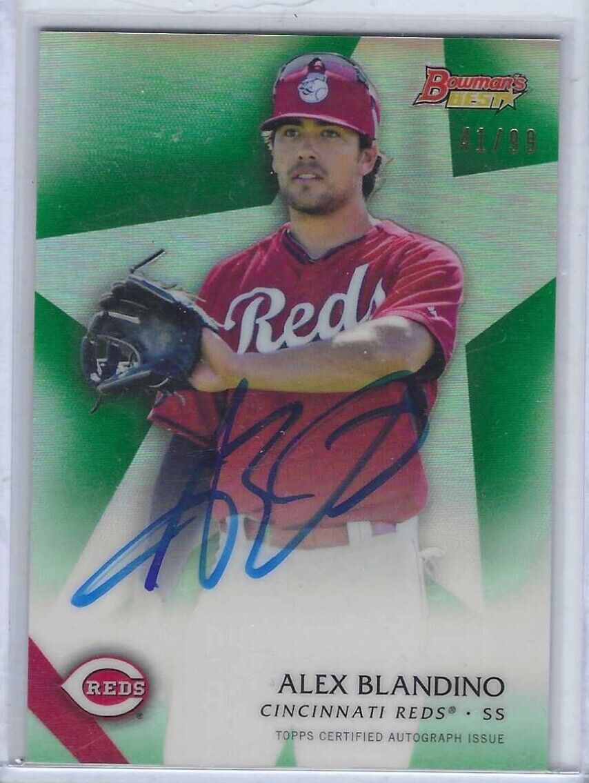 ALEX BLANDINO 2015 BOWMANS BEST GREEN REFRACTOR ON CARD PROSPECT AUTO #d /99