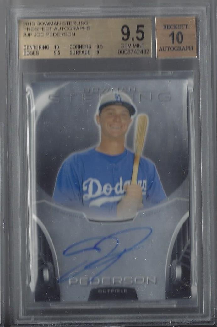 JOC PEDERSON 2013 BOWMAN STERLING PROSPECT ON CARD AUTO BGS 9.5 w/ 10 AU GEM MT