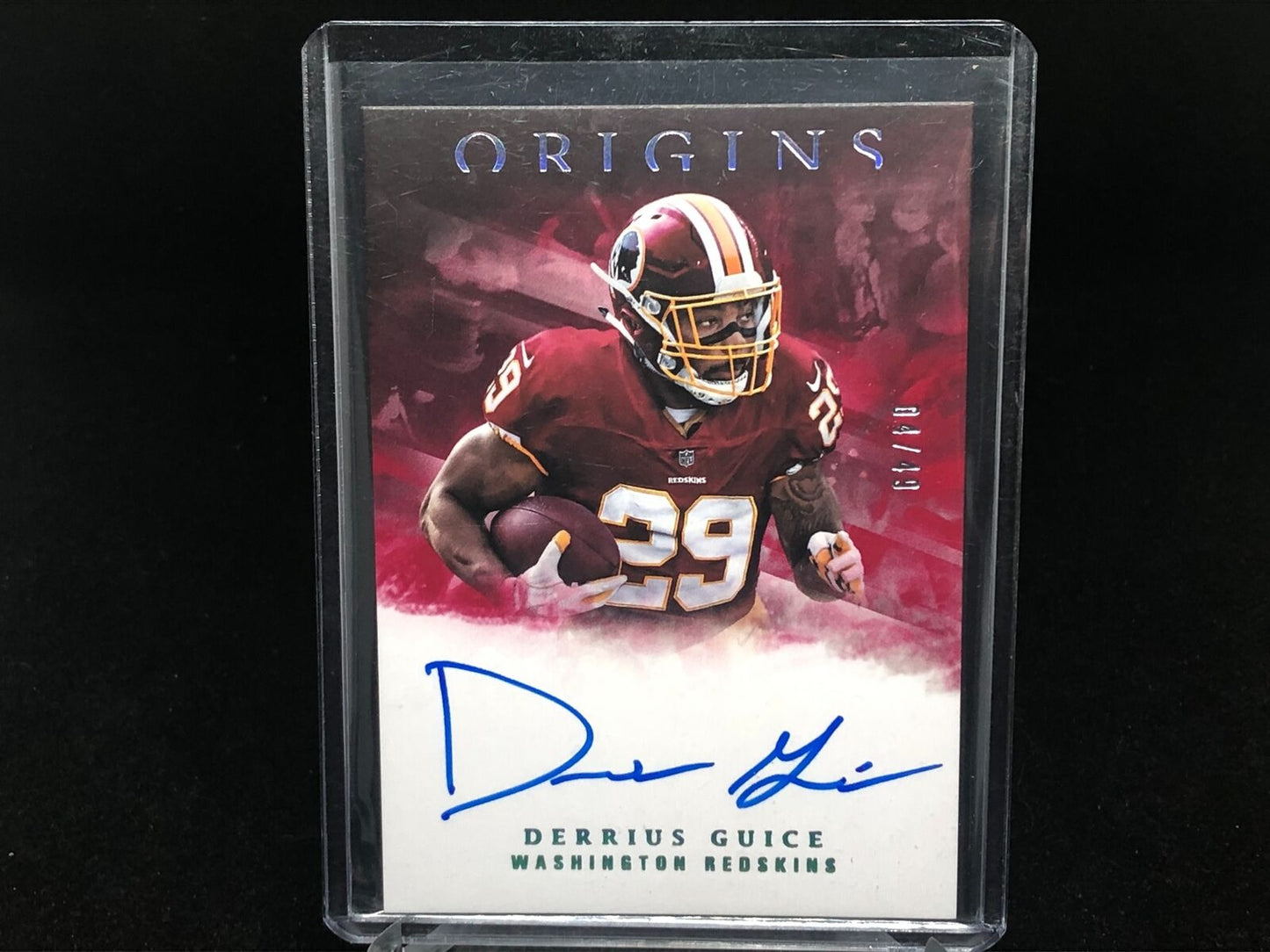 DERRIUS GUICE 2018 PANINI ORIGINS RED ON CARD AUTO RC #D 4/49