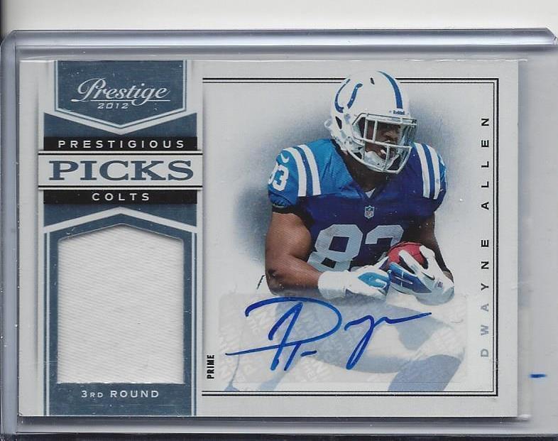 DWAYNE ALLEN 2012 PRESTIGE PRESTIGIOUS PICKS COLTS ROOKIE PATCH AUTO RC #D /99