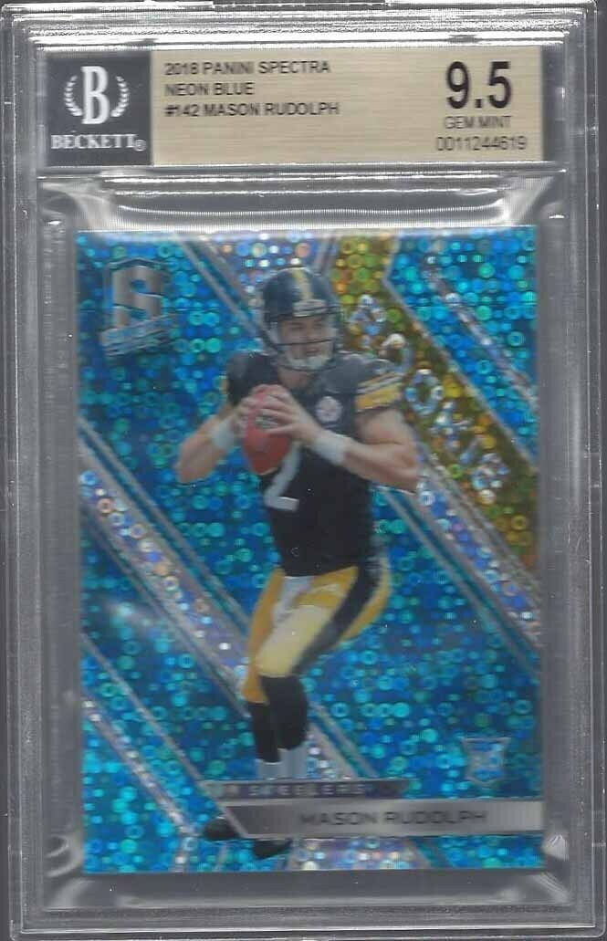 MASON RUDOLPH 2018 PANINI SPECTRA NEON BLUE PRIZM RC #D 44/75 BGS 9.5 POP 1/1