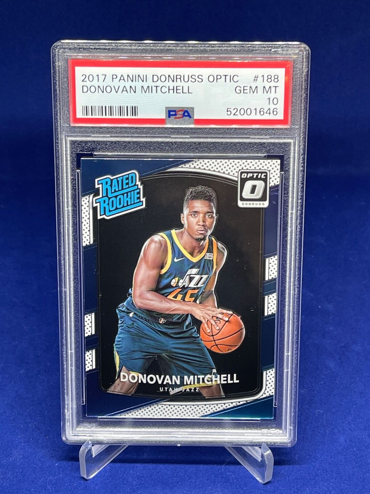 DONOVAN MITCHELL 2017-18 PANINI DONRUSS OPTIC RATED ROOKIE RC #188 PSA 10 GEM