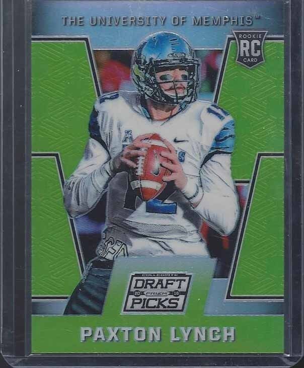 PAXTON LYNCH 2016 PANINI PRIZM DRAFT PICKS GREEN PRIZMS ROOKIE RC #D 3/5