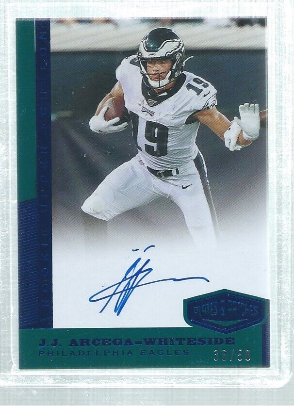 JJ ARCEGA-WHITESIDE 2019 PLATES & PATCHES ON CARD AUTO BLUE ROOKIE RC #D 36/50