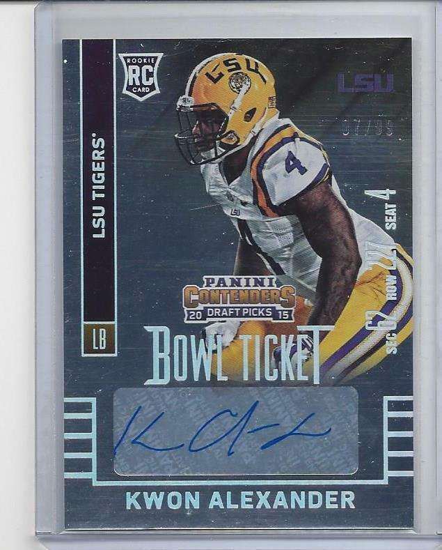 KWON ALEXANDER 2015 CONTENDERS BOWL TICKET ROOKIE AUTO RC #D 38/99