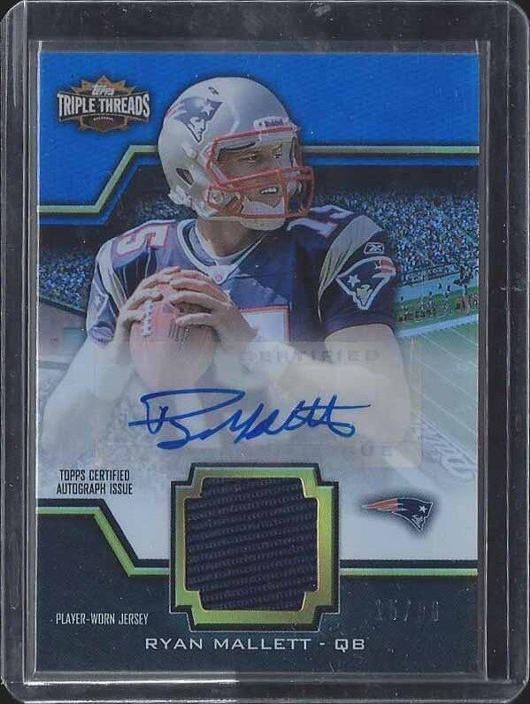 1/1 RYAN MALLETT 2011 TRIPLE THREADS UNITY RELIC JERSEY AUTO RC #D 15/90 JSY #15