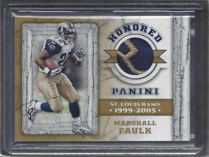 MARSHALL FAULK 2017 PANINI HONORED 2 COLOR RAMS LOGO PATCH #D 6/10