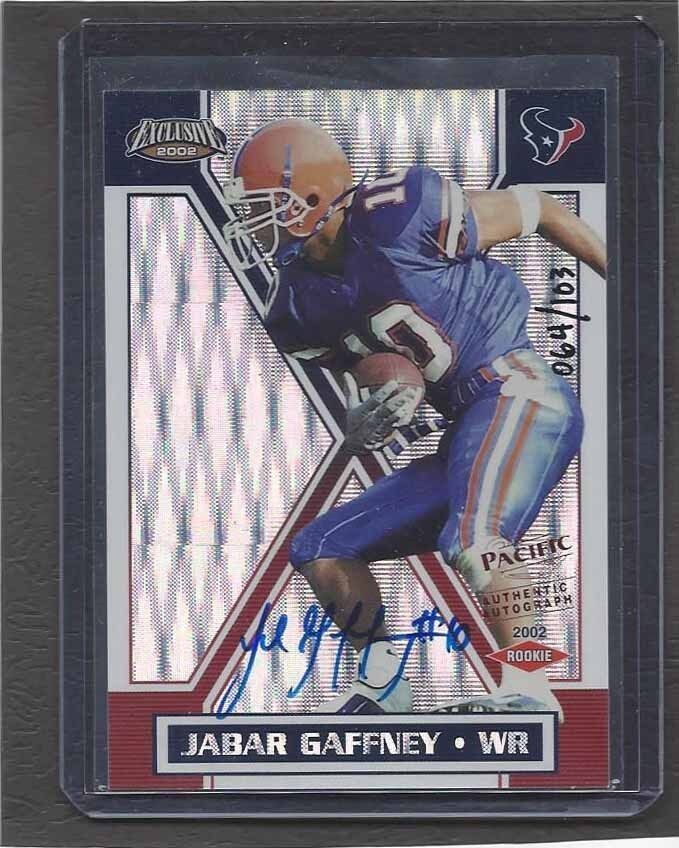 JABAR GAFFNEY 2002 PACIFIC EXCLUSIVE ON CARD ROOKIE AUTO RC #D 64/103