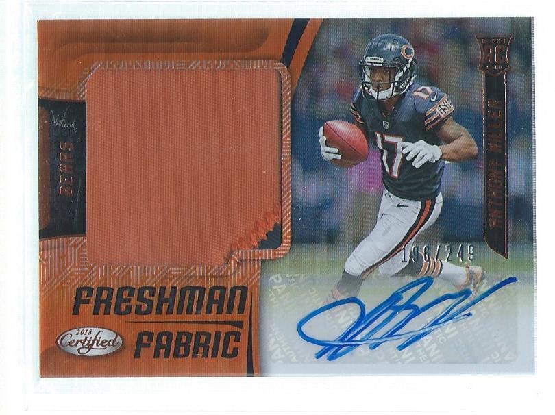 ANTHONY MILLER 2018 CERTIFIED FRESHMAN 2 COLOR PATCH AUTO ORANGE RC #D 196/249