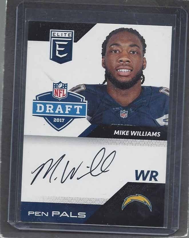 MIKE WILLIAMS 2017 ELITE PEN PALS CHARGERS ON CARD ROOKIE AUTO RC