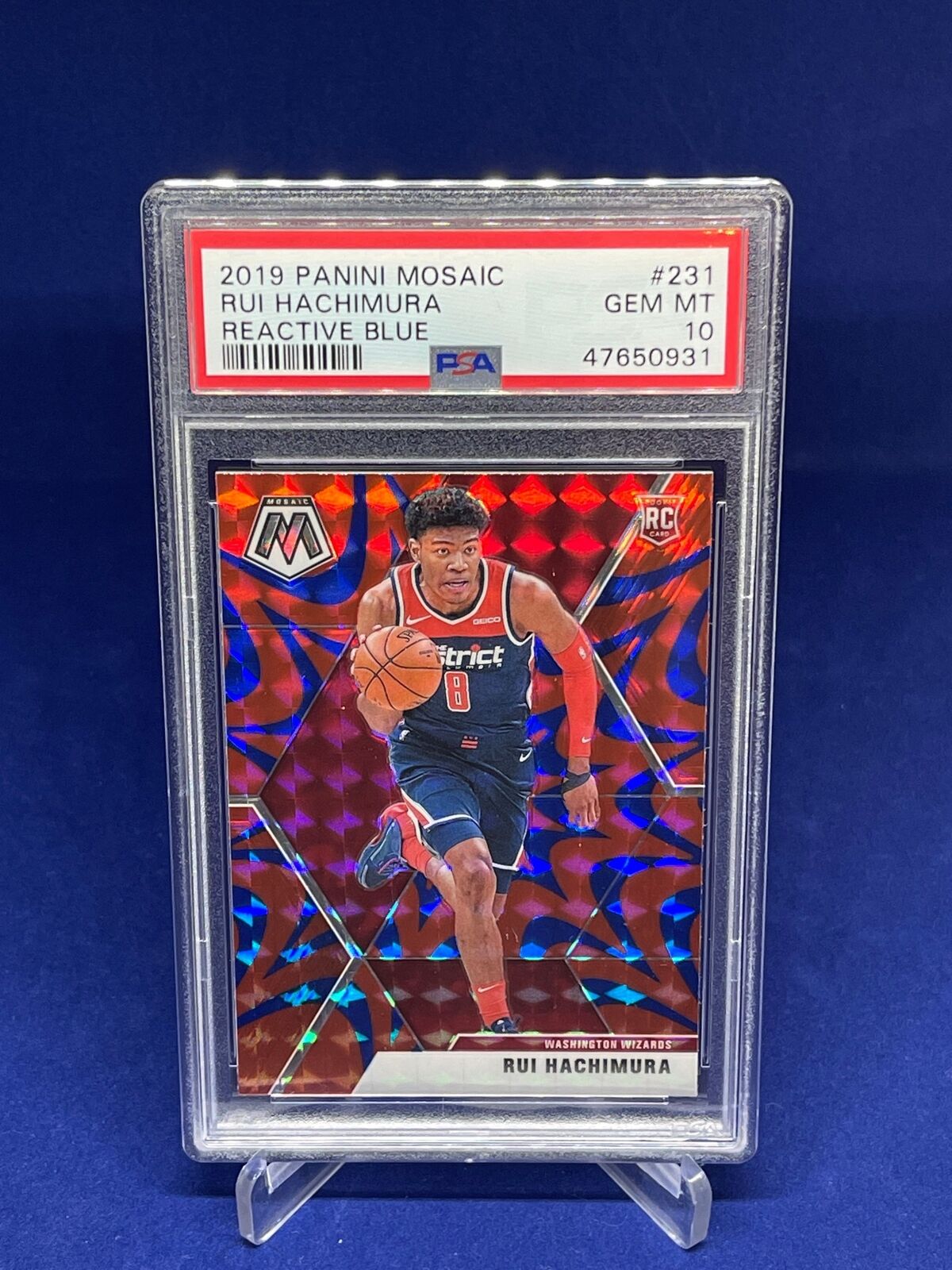 RUI HACHIMURA 2019-20 PANINI MOSAIC REACTIVE BLUE PRIZM ROOKIE RC #231 PSA 10