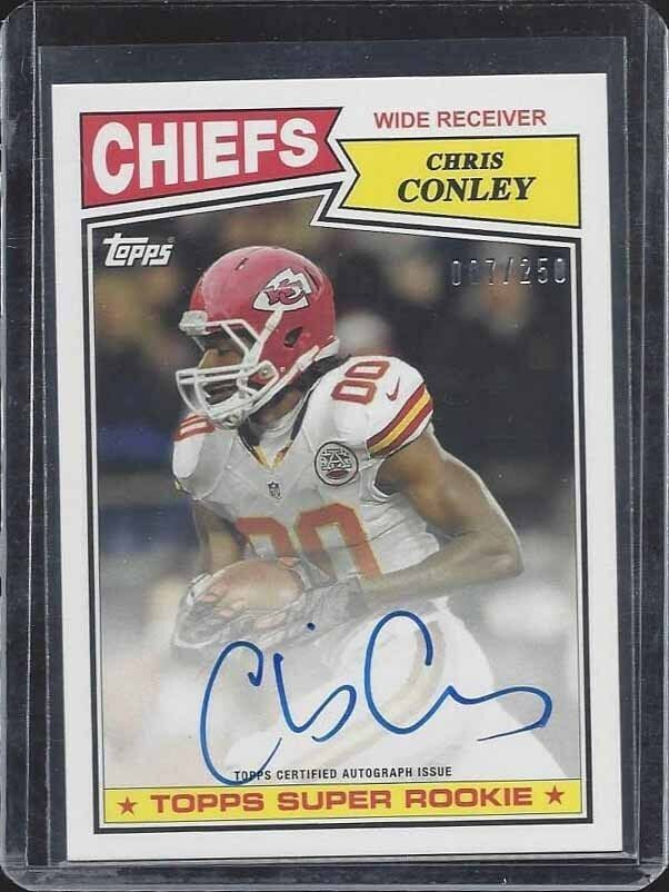 CHRIS CONLEY 2015 TOPPS 1987 SUPER ROOKIE ON CARD CHIEFS AUTO RC #D /250