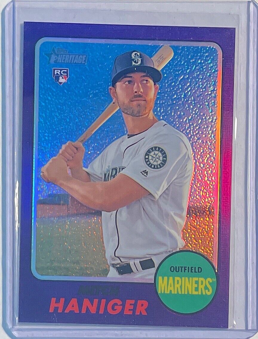 MITCH HANIGER 2017 TOPPS HERITAGE CHROME PURPLE REFRACTOR ROOKIE RC #676