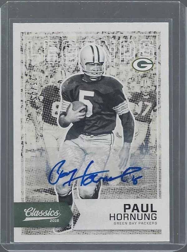 PAUL HORNUNG 2016 CLASSICS PACKERS LEGEND AUTO #D 25/25
