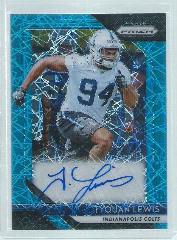 TYQUAN LEWIS 2018 PANINI PRIZM AUTO BLUE LAZER PRIZMS SSP RC