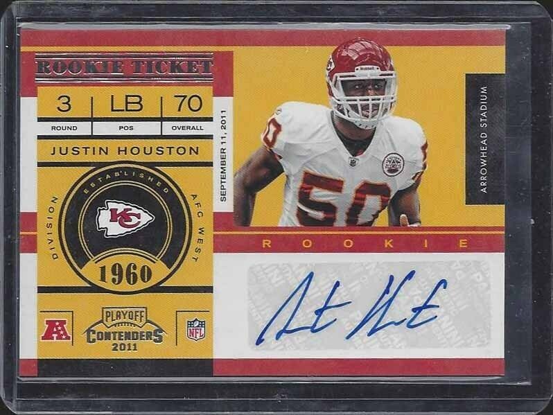 JUSTIN HOUSTON 2011 PLAYOFF CONTENDERS ROOKIE TICKET TRUE RC AUTO #147