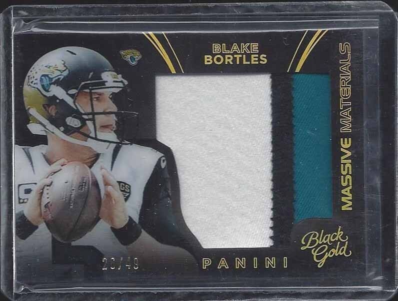 BLAKE BORTLES 2015 BLACK GOLD MASSIVE MATERIALS JUMBO 3 COLOR PATCH #D 26/49
