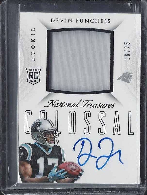 DEVIN FUNCHESS 2015 NATIONAL TREASURES COLOSSAL JUMBO PATCH ON CARD AUTO RC /25