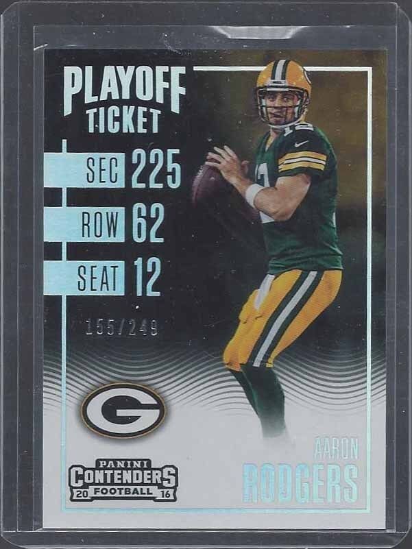 AARON RODGERS 2016 PANINI CONTENDERS PLAYOFF TICKET #D 155/249