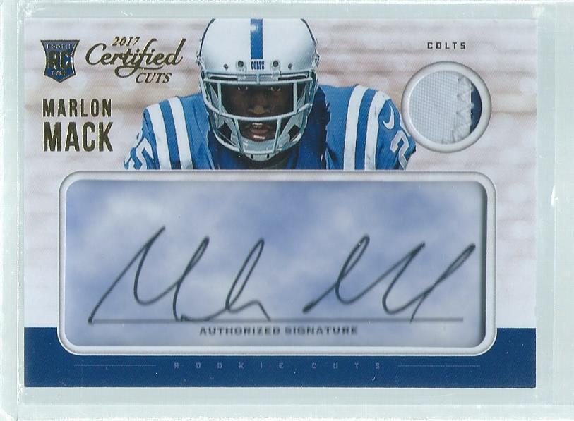 MARLON MACK 2017 PANINI CERTIFIED CUTS 2 COLOR PATCH AUTO RC #D 16/25