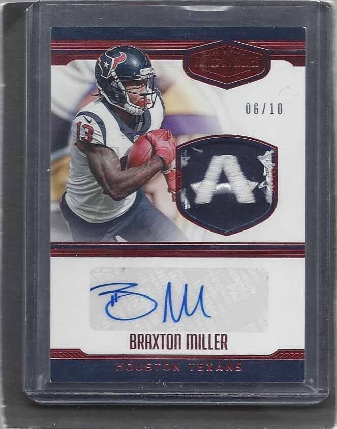 BRAXTON MILLER 2017 PLATES & PATCHES RED RPA TEXANS LOGO PATCH AUTO RC #D 6/10