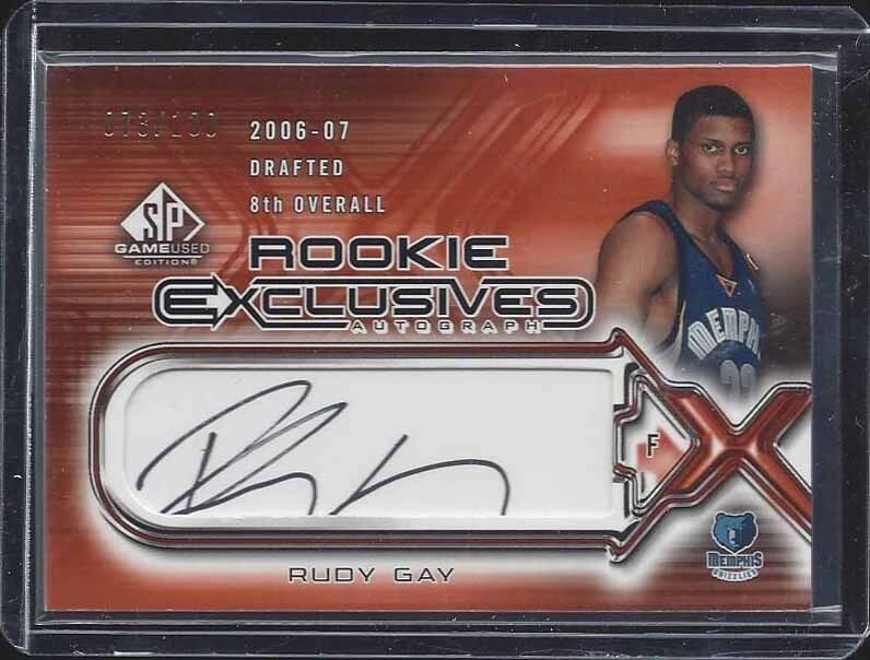 RUDY GAY 2006-07 SP GAME USED ROOKIE EXCLUSIVES RARE AUTO RC #D /100