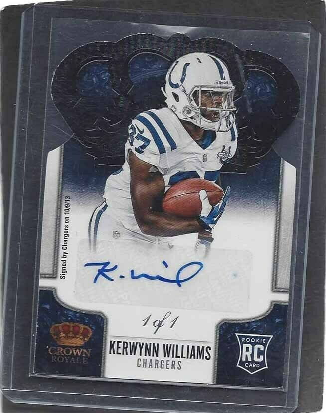 KERWYNN WILLIAMS 2013 CROWN ROYALE BLACK DIE CUT ROOKIE AUTO RC TRUE #D 1/1