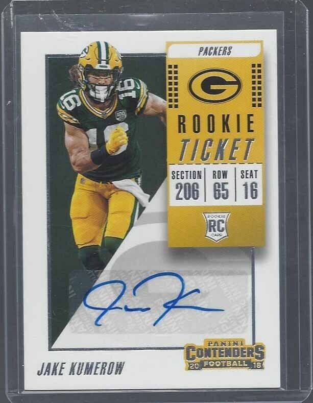 JAKE KUMEROW 2018 PANINI CONTENDERS PACKERS ROOKIE TICKET TRUE RC AUTO #172