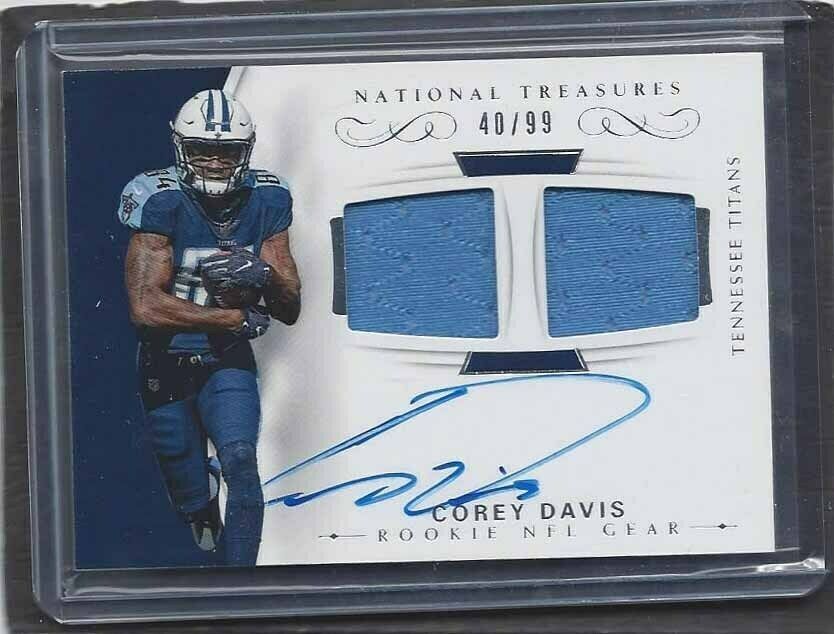 COREY DAVIS 2017 PANINI NATIONAL TREASURES DUAL JERSEY ROOKIE AUTO RC #D 40/99