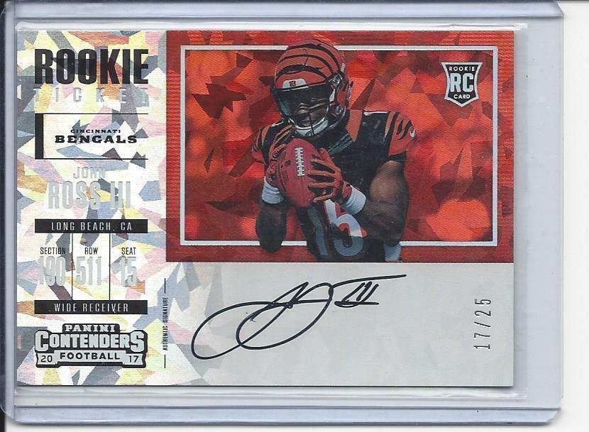 JOHN ROSS III 2017 CONTENDERS VARIATION CRACKED ICE ON CARD AUTO RC #D 17/25